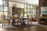 Hooker Furniture Bandera 86-inch Table with 2-18 inch Leaves, elegant dining room table with extendable leaf options in a spacious, sunlit dining area.