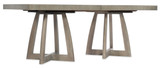 Hooker Furniture Affinity 78in Rectangle Pedestal Dining Table with 2-18in Leaves, showing a spacious wooden dining table with a modern pedestal base and extendable leaves for versatile dining arrangements.