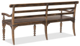 Hooker Furniture Hill Country Helotes Dining Bench, rustic wooden bench with a slatted seat, turned legs, and a distressed finish.
