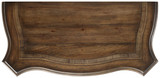 Hooker Furniture Rhapsody Five Drawer Chest, top view of a wooden chest with curved edges and five drawers.