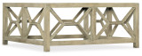 Hooker Furniture Surfrider Square Cocktail Table, rustic wooden coffee table with geometric open lattice design