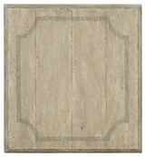Hooker Furniture Ciao Bella Rectangular End Table, rustic distressed wood finish with carved details on the edges.