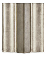 Hooker Furniture Sanctuary C Est La Vie End Table, metallic silver-colored end table with a unique curved and textured surface design.