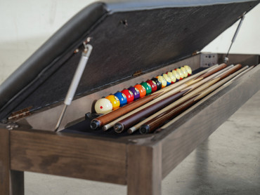 Elegant Storage Bench with Cue & Ball Holder Features