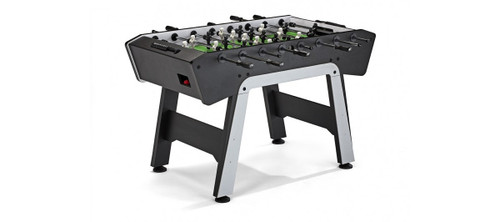 Brunswick Billiards Brunswick Corner Kick Foosball Table - Black & Silver Finish, modern tabletop game for entertainment.