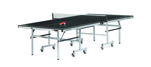 Brunswick Billiards Brunswick Smash 7.0 Indoor Table Tennis - Black Finish, on white background, with net, paddle, and balls.