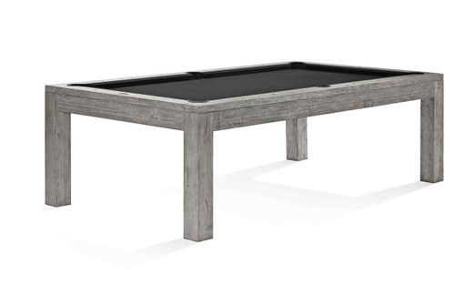 Brunswick Billiards Brunswick Sanibel Slate Pool Table in Rustic Grey, modern pool table with a slate playing surface, wooden frame, and black felt playing area.