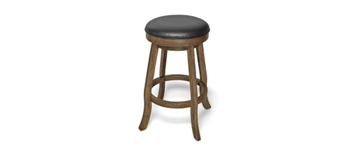 Brunswick Billiards Brunswick Backless Pub Stool – Solid Wood & Swivel Seat, a wooden barstool with a cushioned swivel seat.