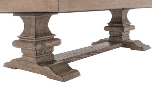 Plank & Hide Co Beaumont Slate Pool Table Silvered Ash, a close-up view of the wooden table legs and base showcasing the rustic, Silvered Ash finish and sturdy design for an elegant gaming and dining experience.