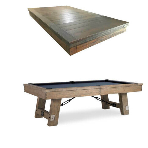 Plank & Hide Co Plank & Hide Isaac Slate Pool Table with Dining Top Option, rustic wooden pool table with optional dining top for versatile game and dining experience.