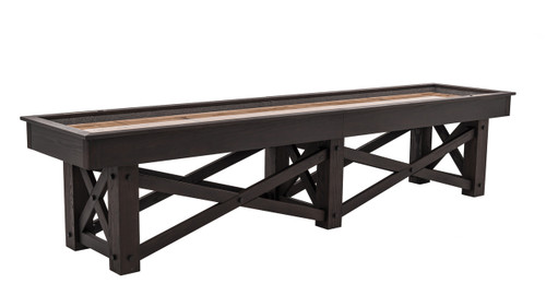 Plank & Hide Co McCormick Shuffleboard Table by Plank & Hide, indoor shuffleboard table with dark wood finish and sturdy design for game room enjoyment.