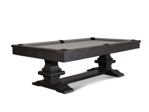 Plank & Hide Co Beaumont Pool Table by Plank & Hide, distressed black finish, rectangular design with sturdy wooden legs.