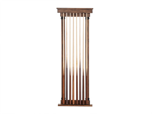 Plank & Hide Co Plank & Hide Distressed Brown Wall Rack, a tall wooden wall-mounted rack with a rustic distressed brown finish, featuring multiple vertical wooden slats for storage or decorative purposes.