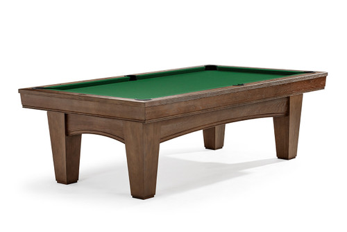 Brunswick Billiards Brunswick Winfield Slate Pool Table, Nutmeg Finish, featuring a wooden frame, green playing surface, and a classic design.