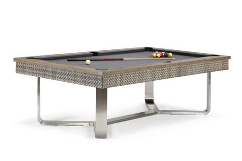 Brunswick Billiards Brunswick Bali Outdoor Slate Pool Table, modern outdoor pool table with a slate surface, stylish wood finish, and metal legs.