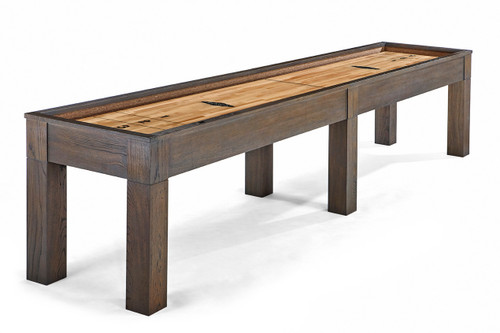 Brunswick Billiards Brunswick Soho Shuffleboard Table, wooden gaming table with a smooth, polished playing surface and numbered scoring zones