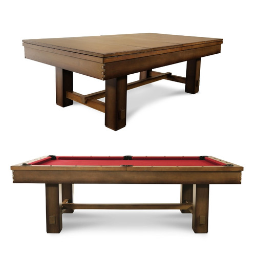 Doc & Holliday Hank Slate Pool Table – Americana Chocolate, a classic wooden pool table with a walnut finish and a red felt playing surface.
