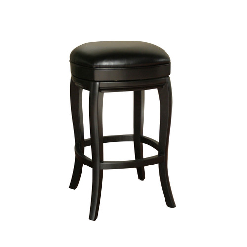 American Heritage Billiards Madrid Bar Height Stool, black with padded black seat and wooden frame.