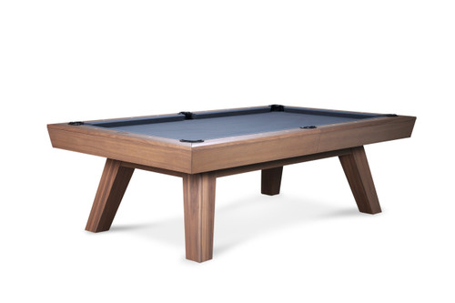 Doc & Holliday George Slate Pool Table by Doc & Holliday, Grey Walnut, featuring a sleek slate playing surface and a stylish grey walnut wood frame with sturdy angled legs.