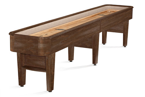 Brunswick Billiards Brunswick Concord Shuffleboard with Split-Playfield, wooden shuffleboard table for recreational and competitive play.