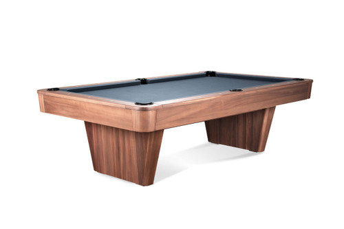 Doc & Holliday Preakness Pool Table in Gray Walnut, a sleek billiards table with a gray felt surface and a sturdy wooden frame in Gray Walnut finish.