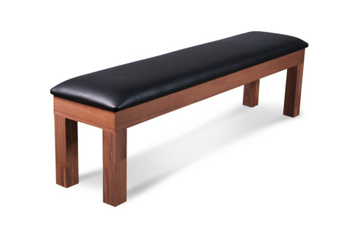 Doc & Holliday Billiards Dining Storage Bench, wooden bench with black cushioned seat for game rooms or dining areas.