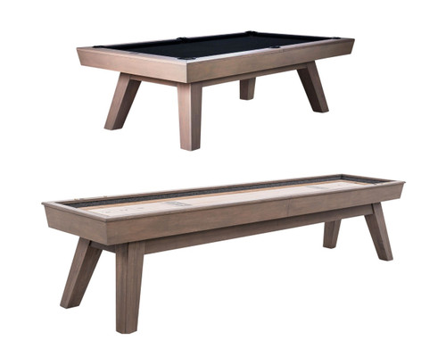 Doc & Holliday George Pool Table & Shuffleboard Combo in Glazed Pearl, featuring a modern multi-functional game table with wooden finish and sturdy legs.