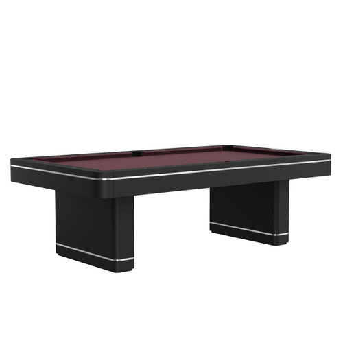 Plank & Hide Co Plank & Hide Deco Slate Pool Table in Black with Maroon Felt, Modern Design, Free Installation