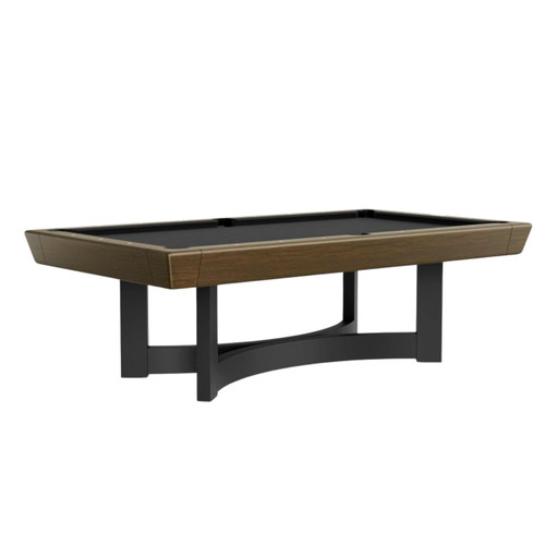 Plank & Hide Co Plank & Hide Novato 8' Slate Pool Table, with a walnut wood finish and steel base, showcasing a sleek and modern design for recreational use.