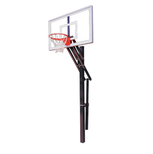 First Team Inc First Team TURBO Adjustable Basketball Hoop, professional basketball backboard with a hoop and net, mounted on a tall adjustable pole for outdoor or indoor use.