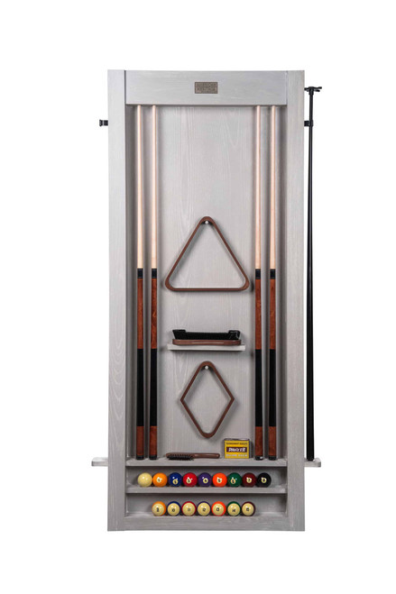 American Heritage Billiards Alta 6-Cue Billiard Wall Rack by American Heritage, multiple finishes, featuring a sleek wall-mounted design to organize billiard cues, balls, and accessories.