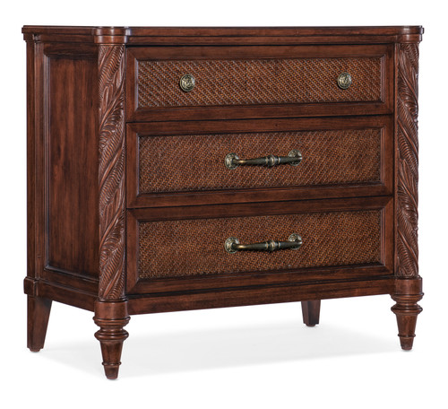 Hooker Furniture Charleston Traditional Three-Drawer Nightstand in Maraschino Cherry