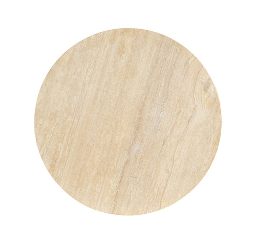 Hooker Furniture Retreat Round Side Table, beige marble top with natural veining and smooth finish.