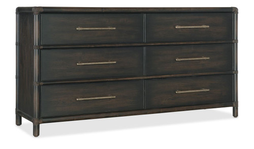 Hooker Furniture Retreat Pole Rattan Dark Wood Dresser