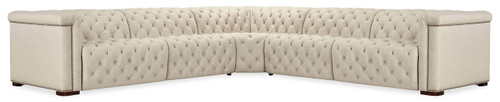 Hooker Furniture Savion Deux 5 Seat Fabric Sectional with Four Power Recliners and Six Power Headrests