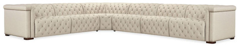 Hooker Furniture Savion Deux 6 Seat Fabric Sectional with Three Power Recliners and Seven Power Headrests