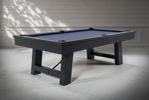 Plank & Hide Co Isaac Slate Pool Table in Black Ash, modern pool table with slate surface and sturdy wooden legs.