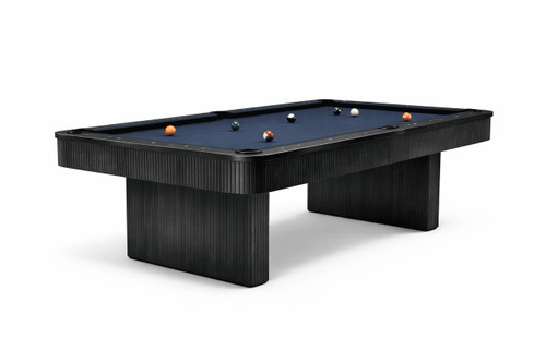 Doc & Holliday Slater Slate Pool Table - Matte Black Maple, modern billiards table with sleek matte black finish and sturdy sturdy black legs.