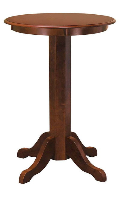 C.L. Bailey Level Best 30" Pub Table, wooden round counter-height table with a pedestal base and curved legs.