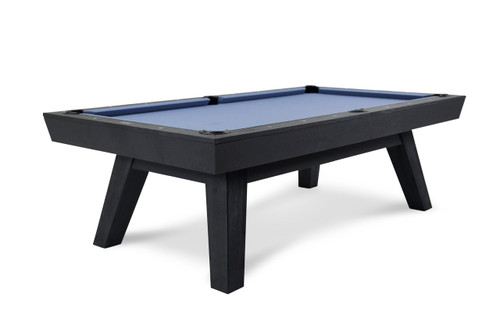 Doc & Holliday George Slate Pool Table in Black Ash, sleek modern pool table with black ash finish and blue felt surface.