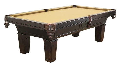 C.L. Bailey Duke Slate Pool Table, elegant billiards table with dark wooden frame and beige felt playing surface.