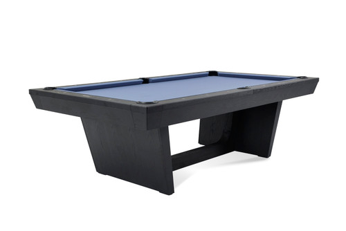 Doc & Holliday Kaci slate pool table in Black Ash finish with blue felt front view