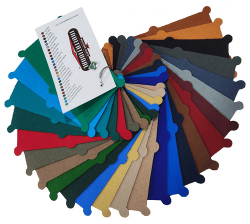 Championship - Felt Ring, colorful felt rings for sports or game displays arranged in a fan shape.