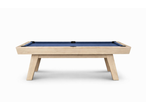 Side profile of George 8 ft Natural Ash slate pool table by Doc & Holliday Billiards with solid ash cabinet and clean architectural lines