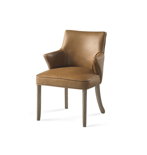 Plank & Hide Co Otto Game Chair Washed Oak, a stylish armchair with a matching leather seat and backrest in washed oak finish wood frame.