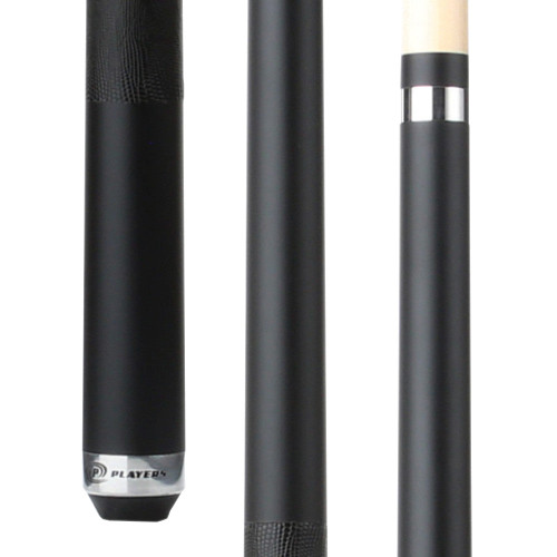 Players Onyx Black Matte Cue with Embossed Leather Wrap