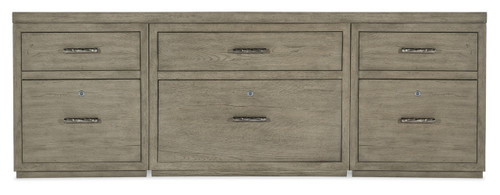 Hooker Furniture Savion Grandier 6 pc Sectional with 3 Power Recline and Power Headrest, gray wood finish TV stand or console with multiple drawers.
