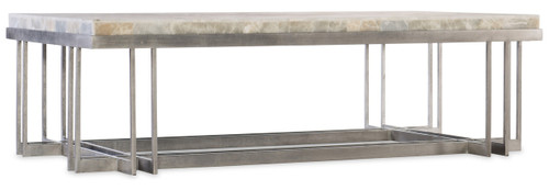 Hooker Furniture Melange Marin Rectangle Cocktail Table, modern rectangular coffee table with a marble top and metal frame.