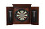 Sawyer Twain Henry Dartboard w/ Cabinet, wooden dartboard cabinet with a mounted dartboard and scoring boards on the inside of the doors.