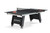 Brunswick Billiards Brunswick Premier Air Hockey Table, black air hockey table with red paddles and a net, suitable for indoor recreation and competitive play.